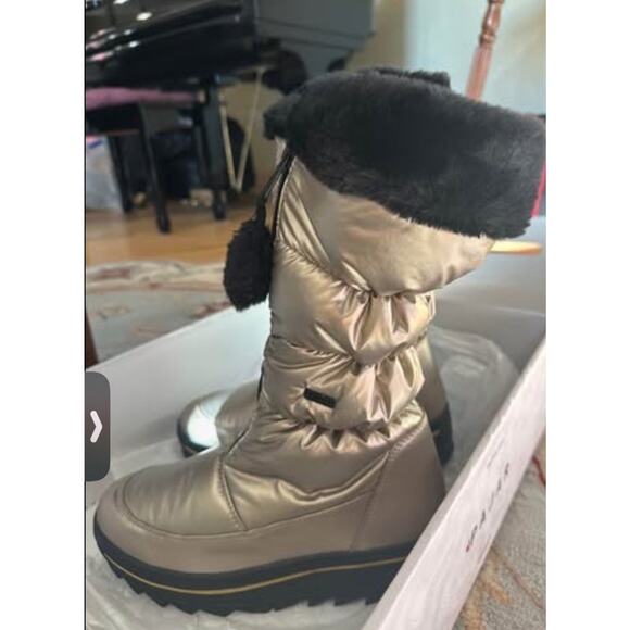 New PAJAR Tobaggan 2.0 Women's Gold Winter Waterproof Boots Front Zip SIZE 9 - Picture 3 of 6